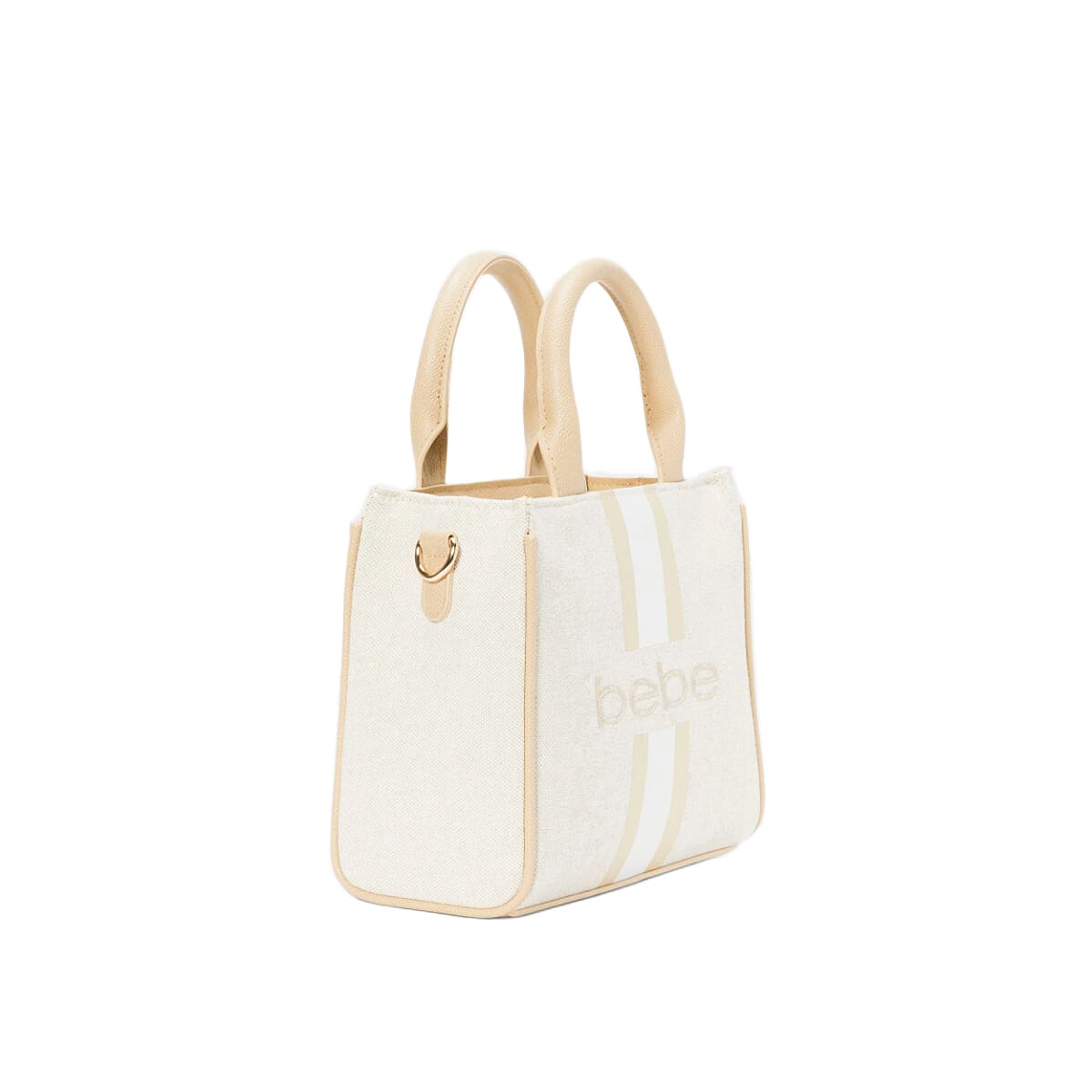BEBE Vegan Leather Mini Canvas Satchel - Almond