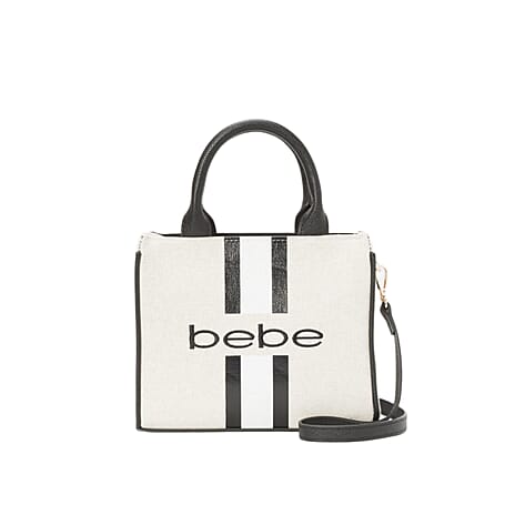 BEBE Vegan Leather Mini Canvas Satchel - Black