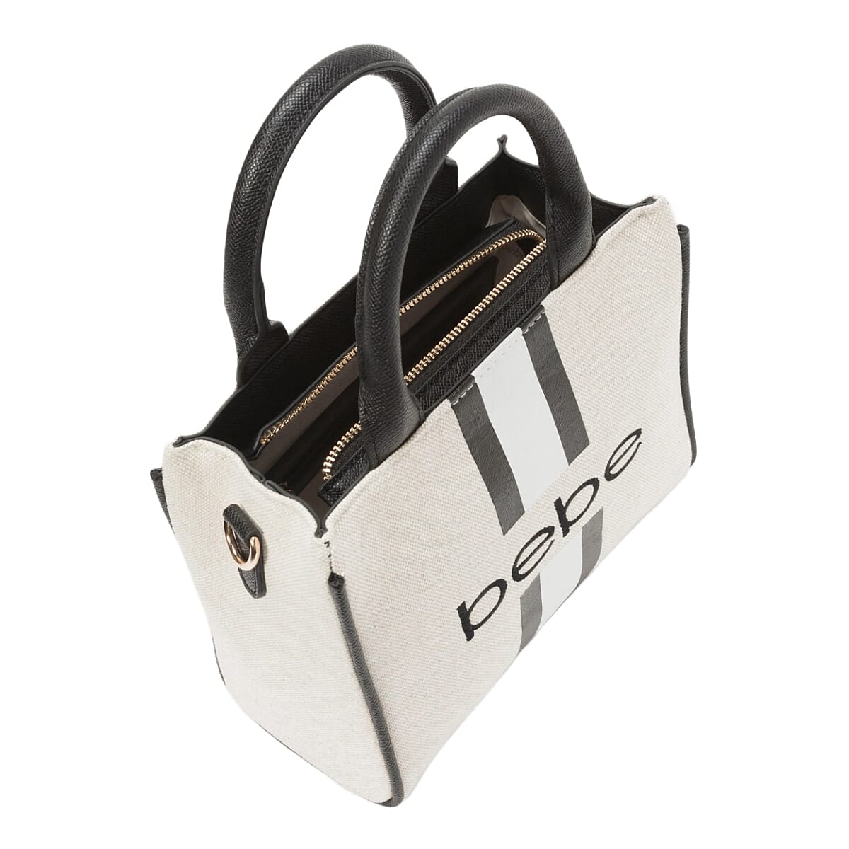 BEBE Vegan Leather Mini Canvas Satchel - Black