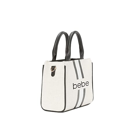 BEBE Vegan Leather Mini Canvas Satchel - Black