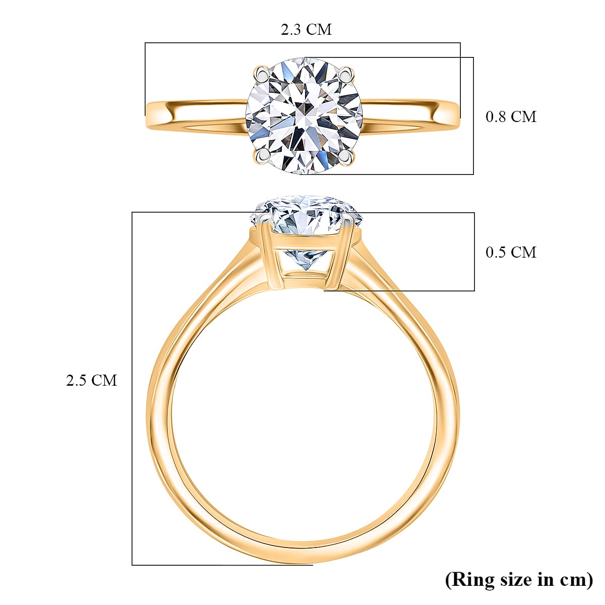 RACHEL GALLEY 18K Yellow Gold IGI Certified (VS-GH) Lab Grown Diamond Ring 2.00 Ct.