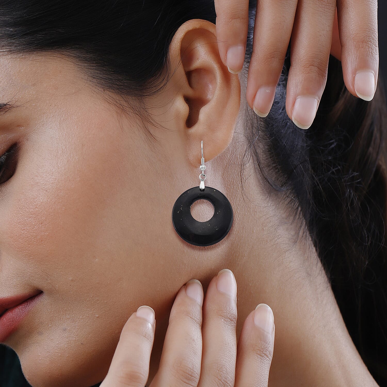 Natural Shungite Dangle Earring with Hook 40.00 Ct.