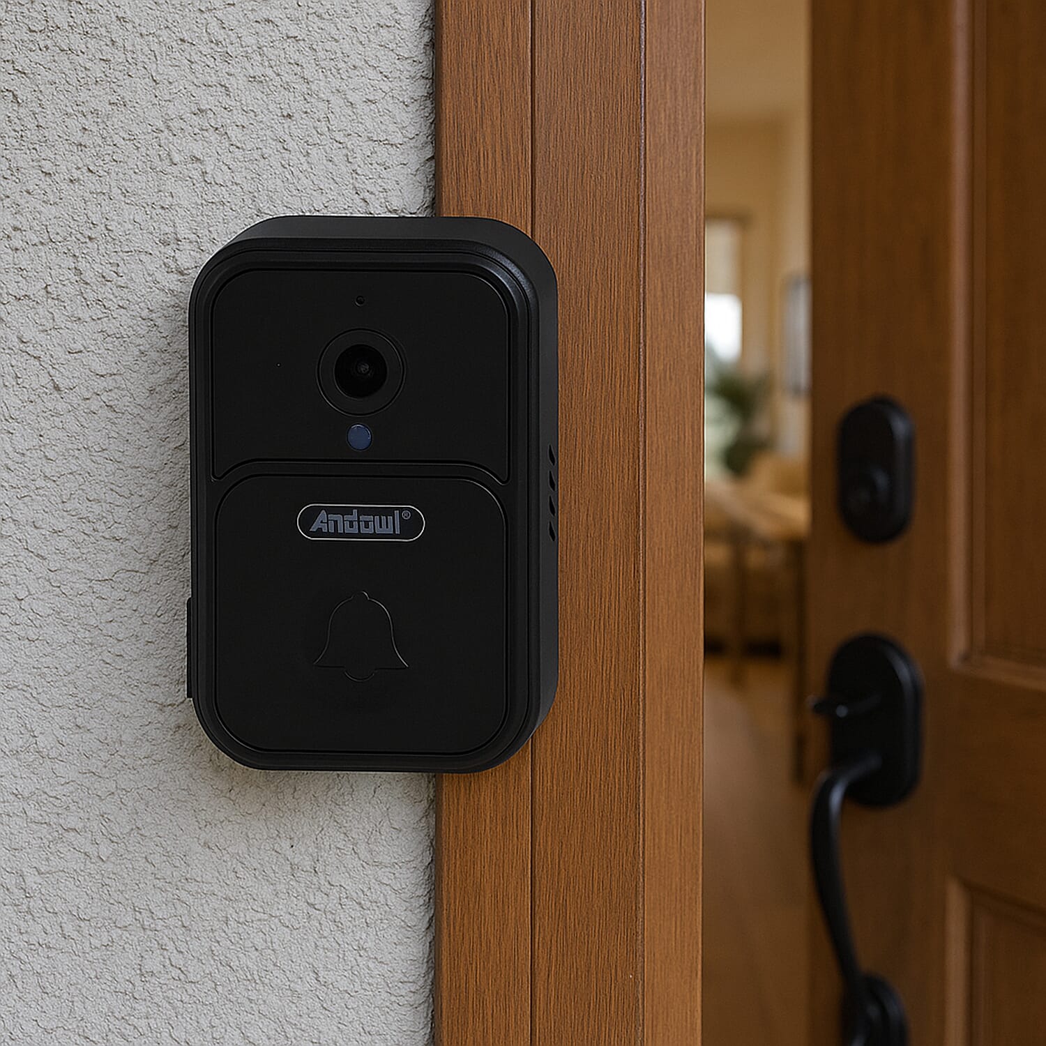 4K Smart Video Doorbell - Wide-Angle Lens, Night Vision, WiFi, 1000mAh Battery, Motion Alerts - 2-Way Talk - Black