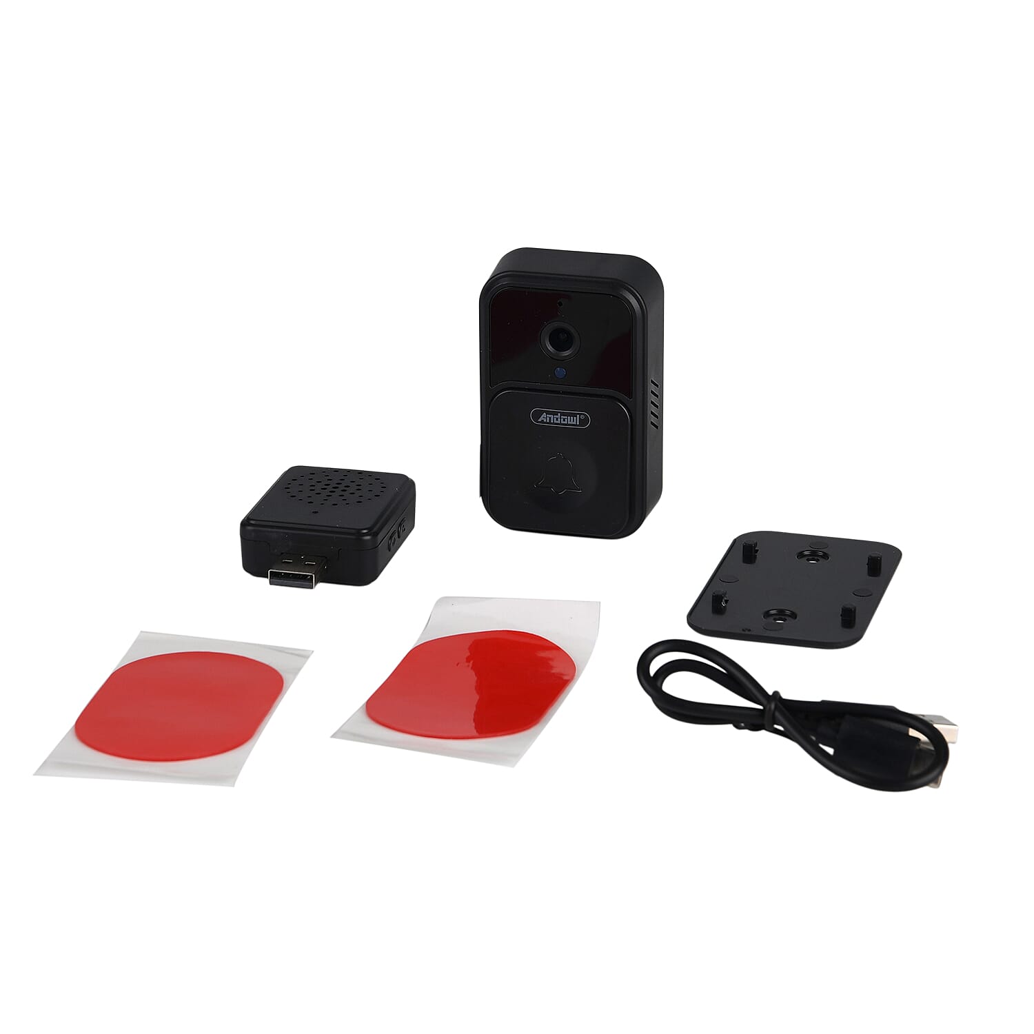 4K Smart Video Doorbell - Wide-Angle Lens, Night Vision, WiFi, 1000mAh Battery, Motion Alerts - 2-Way Talk - Black