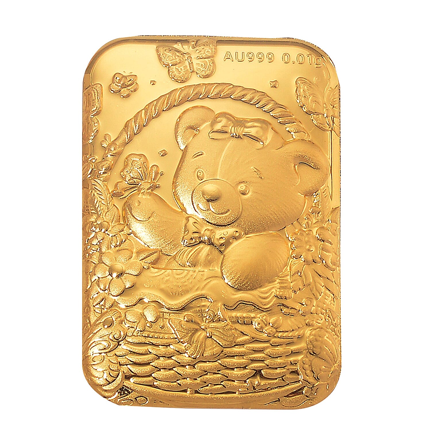 24K Yellow Gold (99.99% Purity) Teddy Bear Embossment Gold