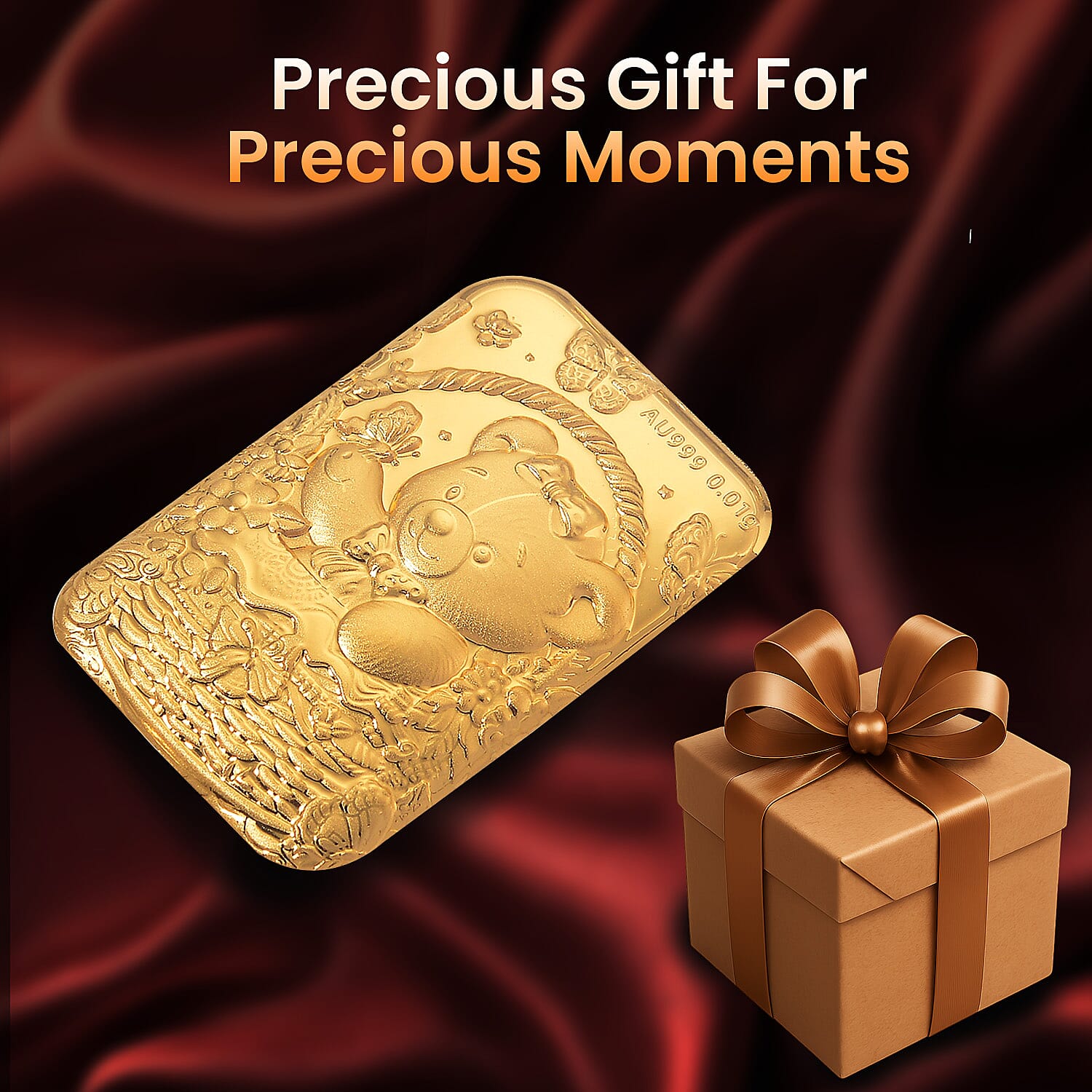 24K Yellow Gold (99.99% Purity) Teddy Bear Embossment Gold