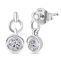 LUXURIANT 0.50 Ct. Lab Grown Diamond Dangling Earring in Rhodium Overlay Sterling Silver (SI-GH)