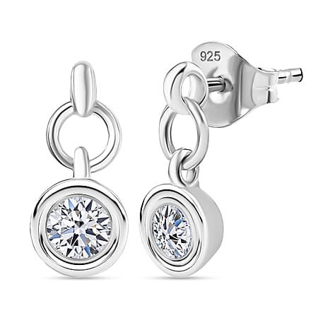 LUXURIANT 0.50 Ct. Lab Grown Diamond Dangling Earring in Rhodium Overlay Sterling Silver (SI-GH)