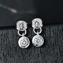 LUXURIANT 0.50 Ct. Lab Grown Diamond Dangling Earring in Rhodium Overlay Sterling Silver (SI-GH)