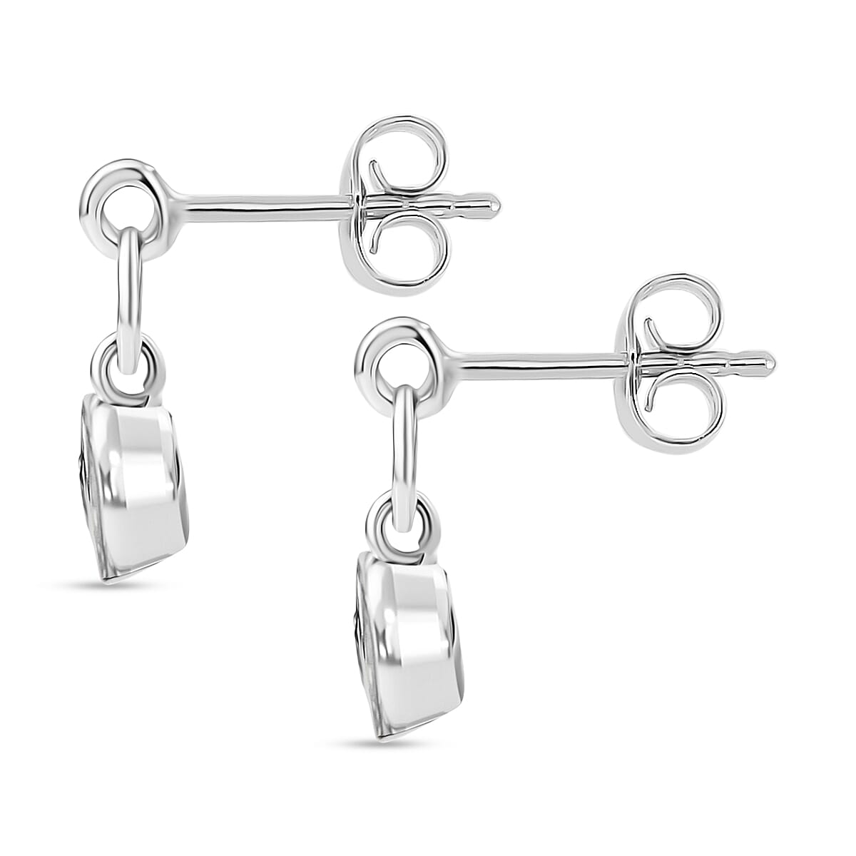 Luxuriant Round Cut Lab Grown Diamond (SI-GH) Dangling Earring in Rhodium Overlay Sterling Silver 0.50 Ct.