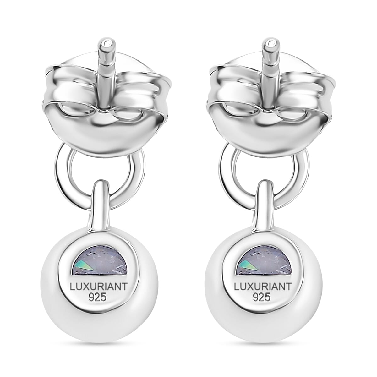 Luxuriant Round Cut Lab Grown Diamond (SI-GH) Dangling Earring in Rhodium Overlay Sterling Silver 0.50 Ct.