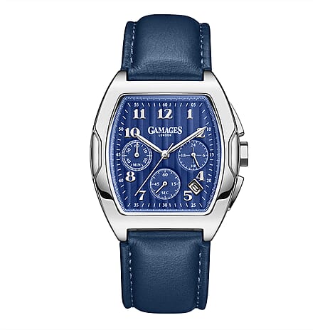 Gamages Of London Limited Edition Hand Assembled Valor Mecha Quartz 3ATM Water Resistant Watch With Genuine Leather Strap - Blue (With 5 Year Warranty)