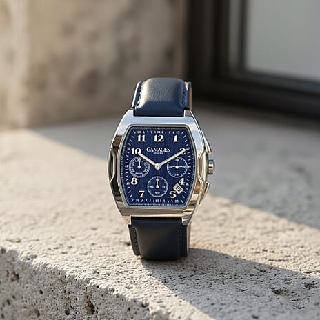 Gamages Of London Limited Edition Hand Assembled Valor Mecha Quartz 3ATM Water Resistant Watch With Genuine Leather Strap - Blue (With 5 Year Warranty)