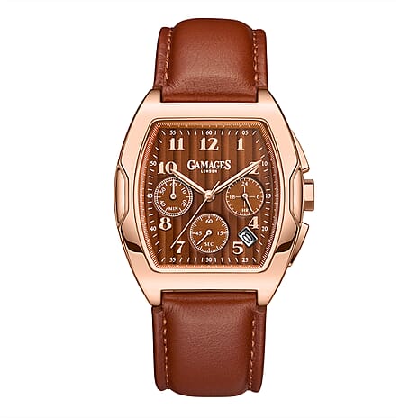 Gamages Of London Limited Edition Hand Assembled Manley Valor Mecha Quartz 3ATM Water Resistant Watch With Genuine Leather Strap - Brown (With 5 Year Warranty)