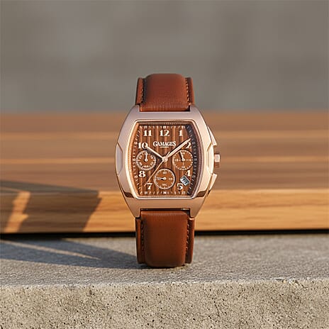 Gamages Of London Limited Edition Hand Assembled Manley Valor Mecha Quartz 3ATM Water Resistant Watch With Genuine Leather Strap - Brown (With 5 Year Warranty)