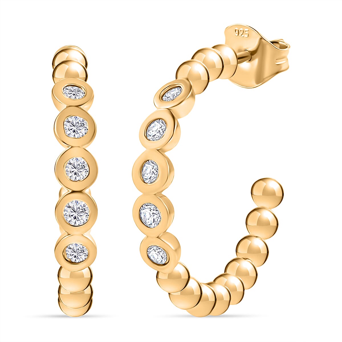 Luxuriant Lab Grown Diamond (SI-GH) Full Hoop Earring in 18K Vermeil Yellow Gold Plated Sterling Silver 0.50 Cts