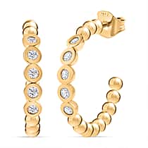 LUXURIANT 0.50 Ct. Lab Grown Diamond Bubble Hoop Earring in 18K Vermeil Yellow Gold Over Sterling Silver (SI-GH)