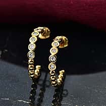 LUXURIANT 0.50 Ct. Lab Grown Diamond Bubble Hoop Earring in 18K Vermeil Yellow Gold Over Sterling Silver (SI-GH)