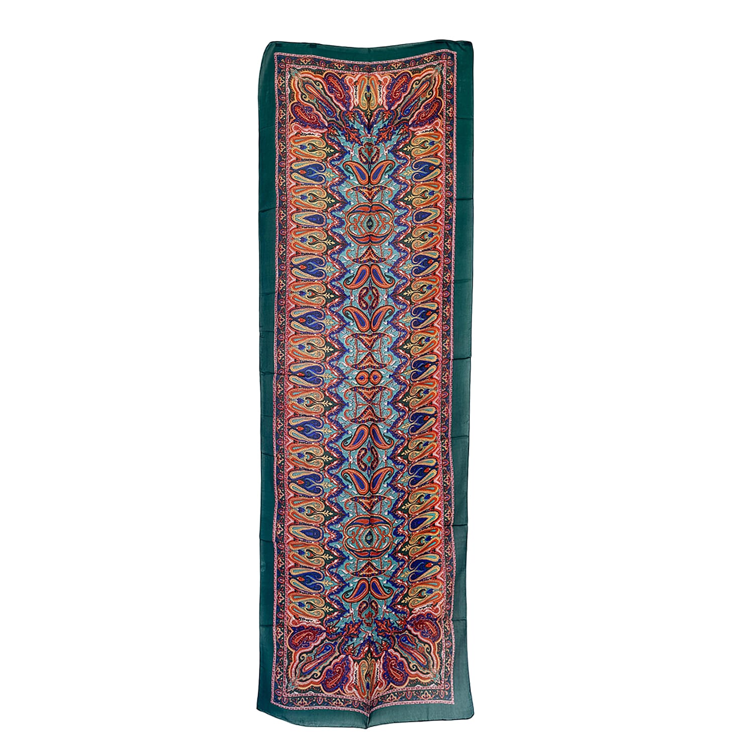 Pure Silk Ikat Print Scarf (One Size) - Green