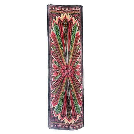 Pure Silk Ikat Print Scarf (One Size) - Black