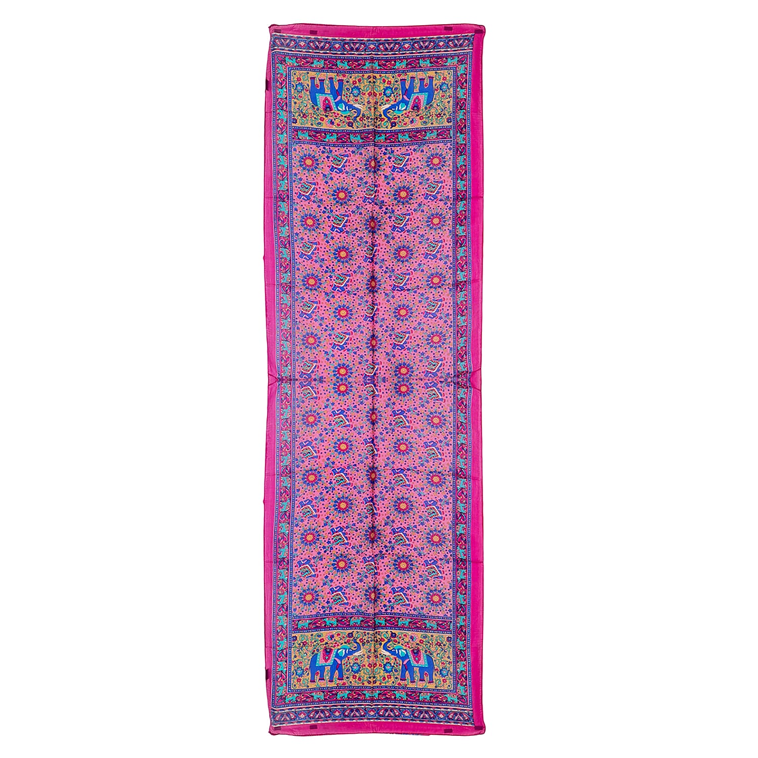 Pure Silk Ikat Print Scarf (One Size) - Pink