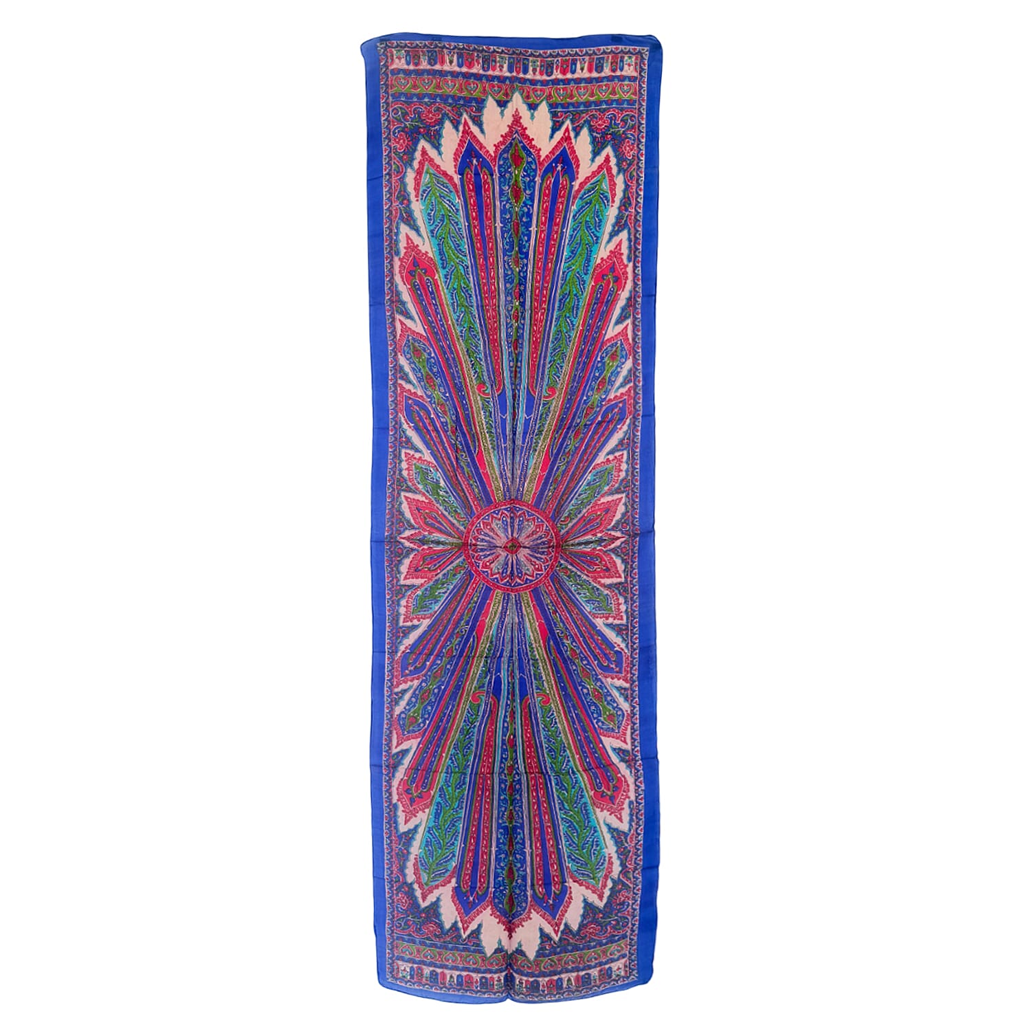 Pure Silk Ikat Print Scarf (One Size) - Blue