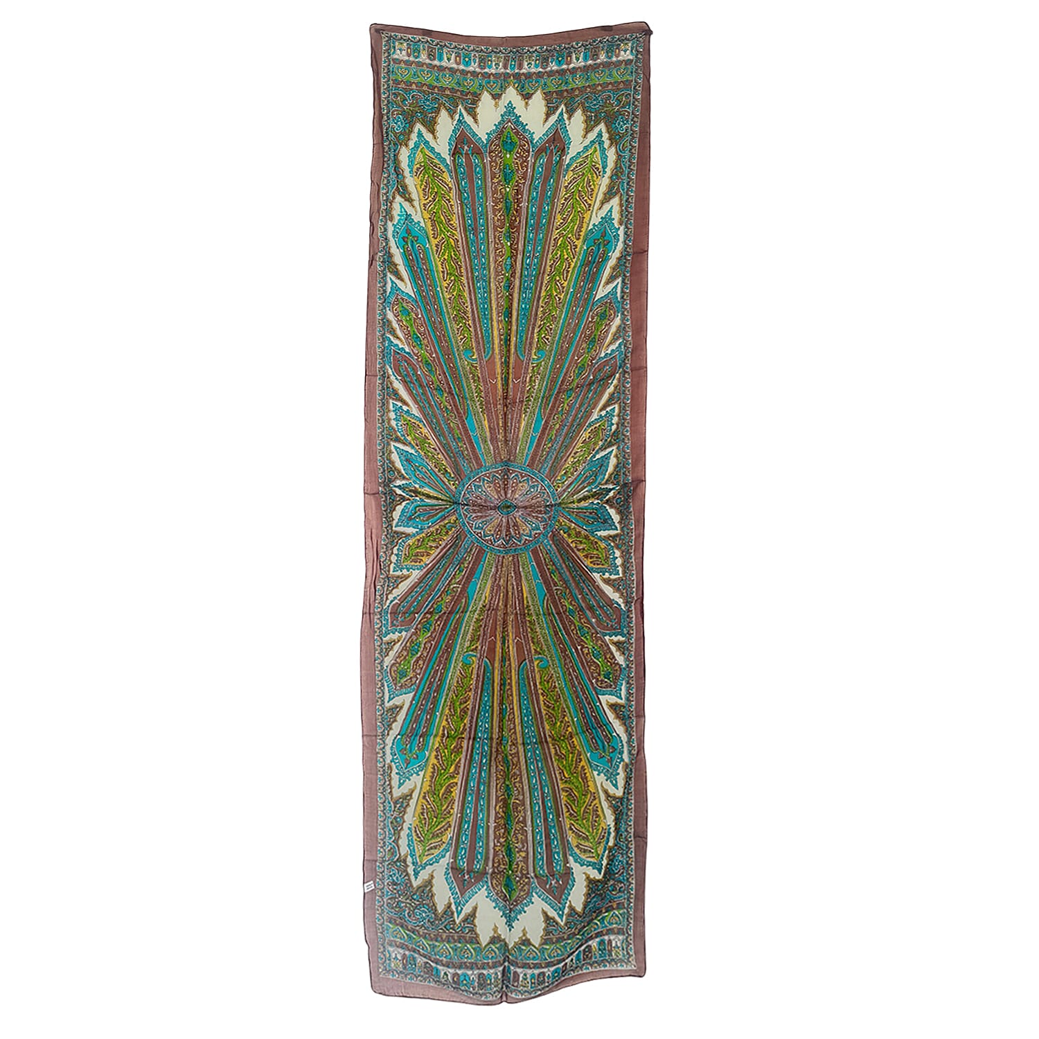 Pure Silk Ikat Print Scarf (One Size) - Brown