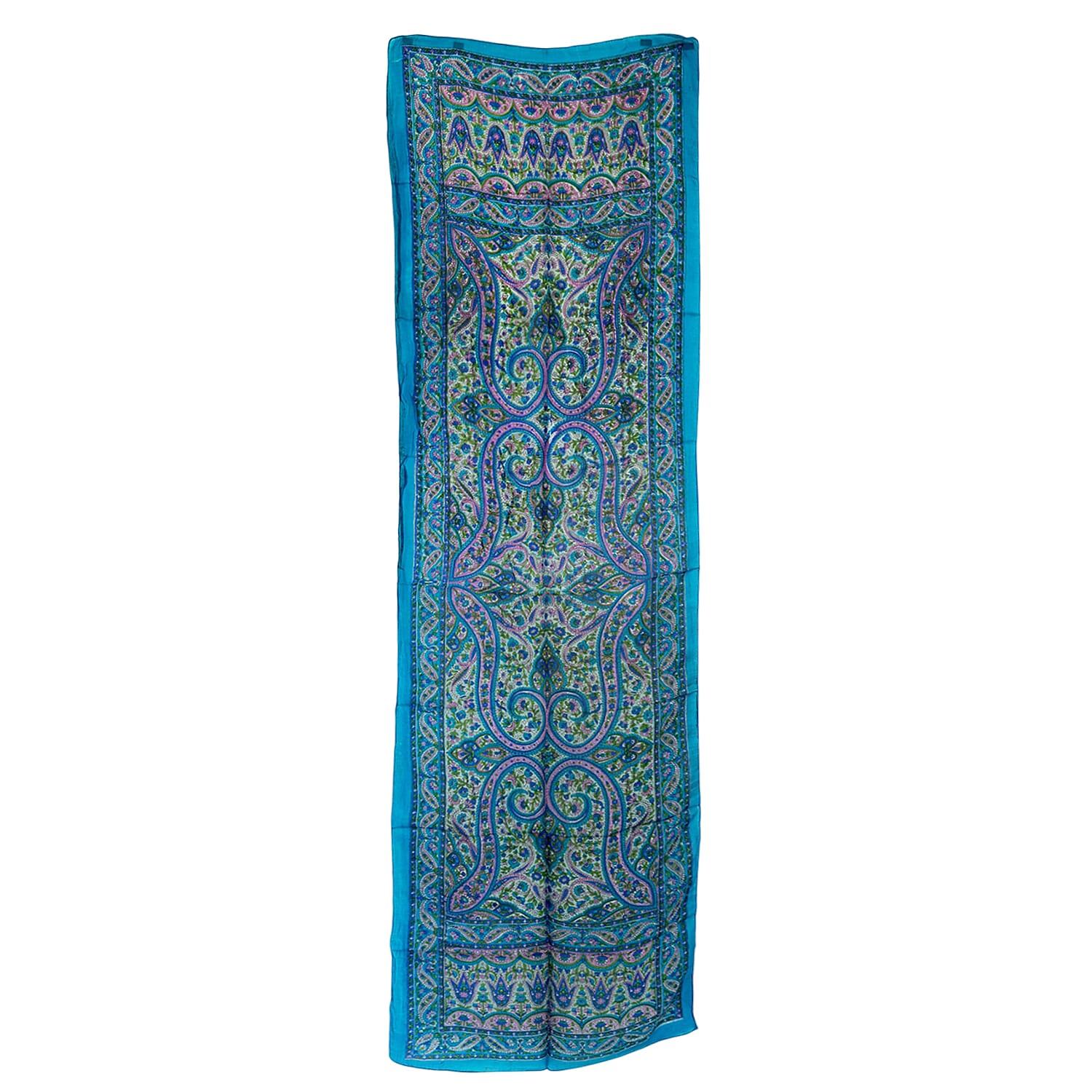 Pure Silk Ikat Print Scarf (One Size) - Teal