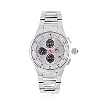 WILLIAM HUNT Multifunctional Quartz Miyota JP15 5ATM WR White Sunray Dial & Silver Case Mens Watch with Silver Stainless Steel Strap