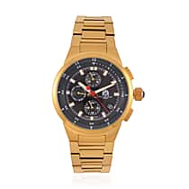 WILLIAM HUNT Multifunctional Quartz Miyota JP15 5ATM WR Grey Sunray Dial & Gold Case Mens Watch with Gold Stainless Steel Strap