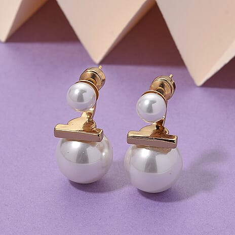Sleeping Beauty White colour Shell Pearl Beads Earring