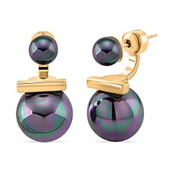 Sleeping Beauty Green colour Shell Pearl Beads Earring in Gold Tone 30.00 Ct.