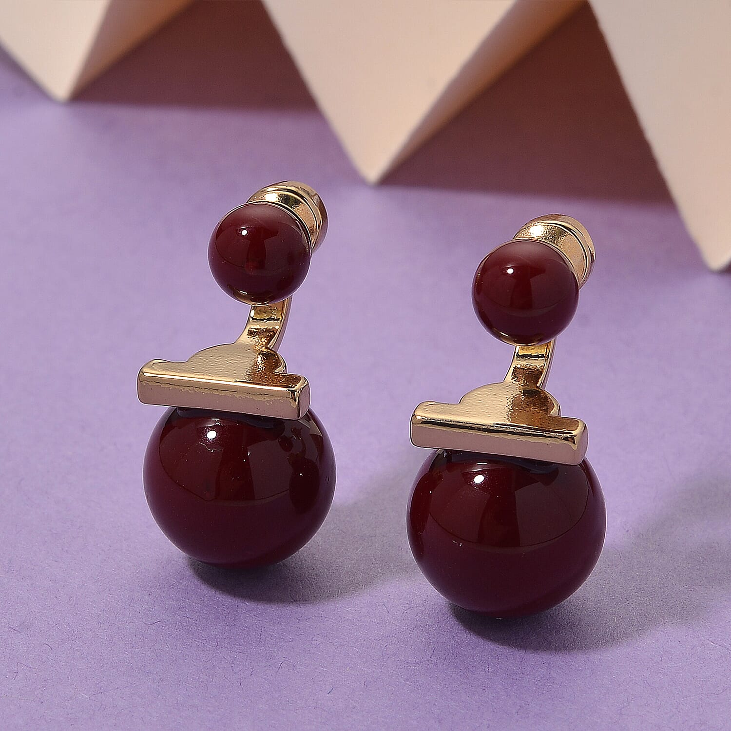 Sleeping Beauty Red colour Shell Pearl Beads Earring