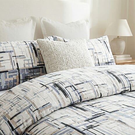 Modern Textured Stripe Duvet Cover Set With 2 Pillowcase & Fitted Sheet (Size King) - Grey