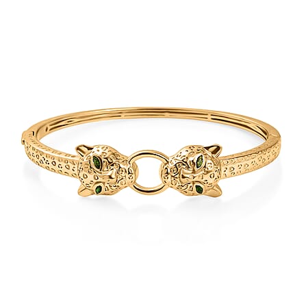 Designer Inspired - EverTrue - Natural Chrome Diopside Panther Bangle (Size - 7.5) in Yellow Gold Tone Designer Inspired - EverTrue - Natural Chrome Diopside Panther Bangle (Size - 7.5) in Yellow Gold Tone