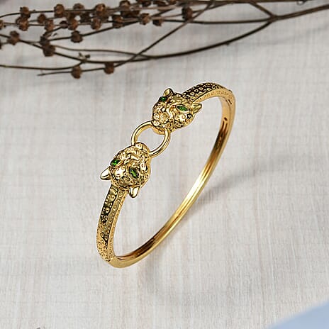 Designer Inspired - Panther Natural Chrome Diopside Full Bangle