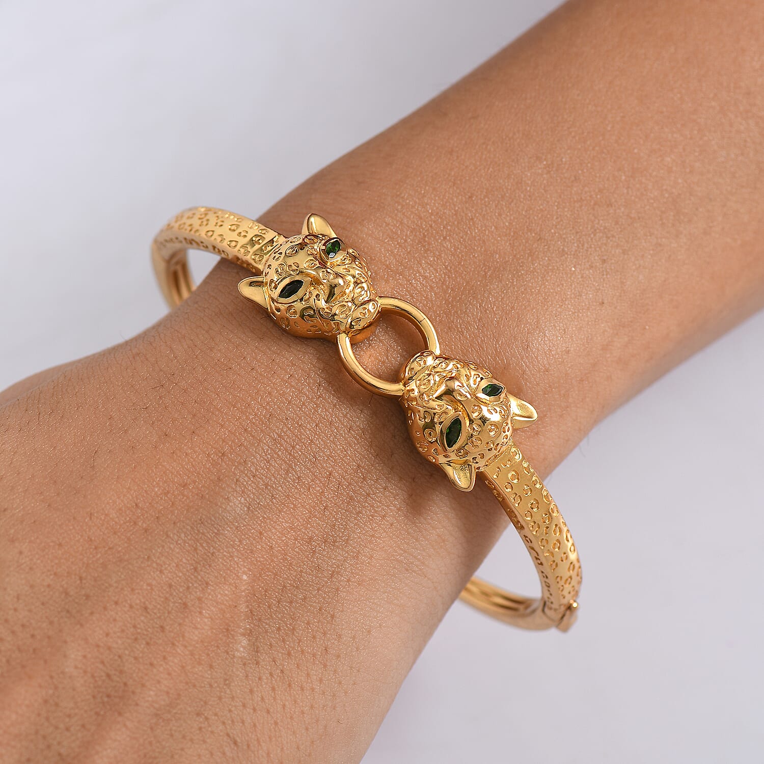 Designer Inspired - Panther Natural Chrome Diopside Full Bangle