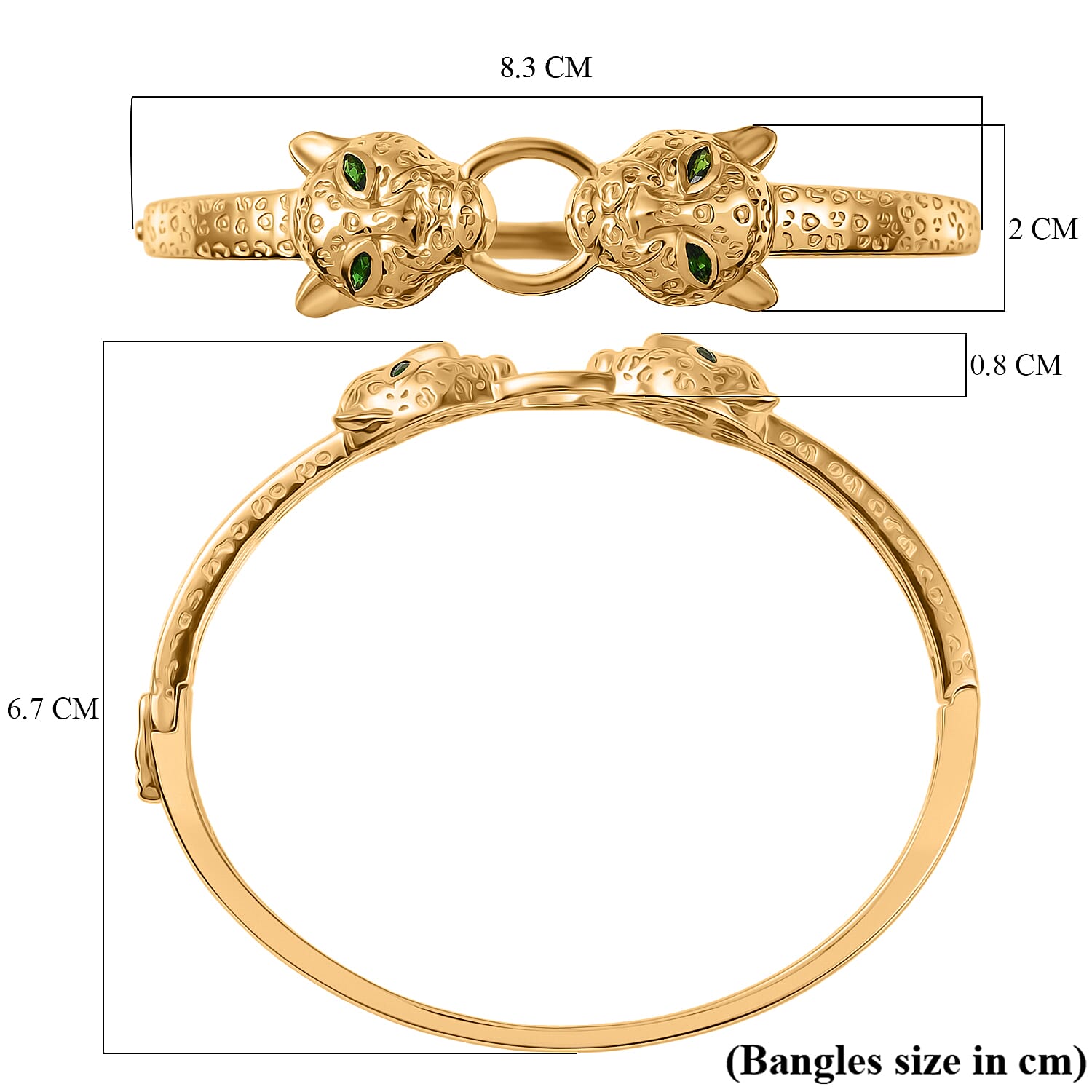 Designer Inspired - Panther Natural Chrome Diopside Full Bangle