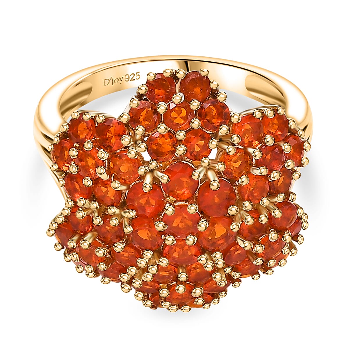 D'joy Crimson Fire Opal Ring in 18K Vermeil Yellow Gold Overlay Sterling Silver 1.88 Ct.