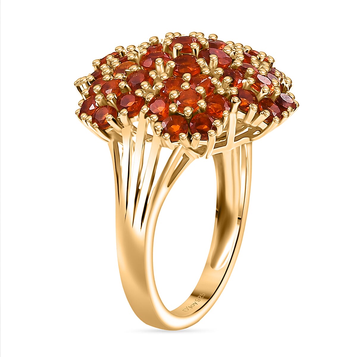 D'joy Crimson Fire Opal Ring in 18K Vermeil Yellow Gold Overlay Sterling Silver 1.88 Ct.