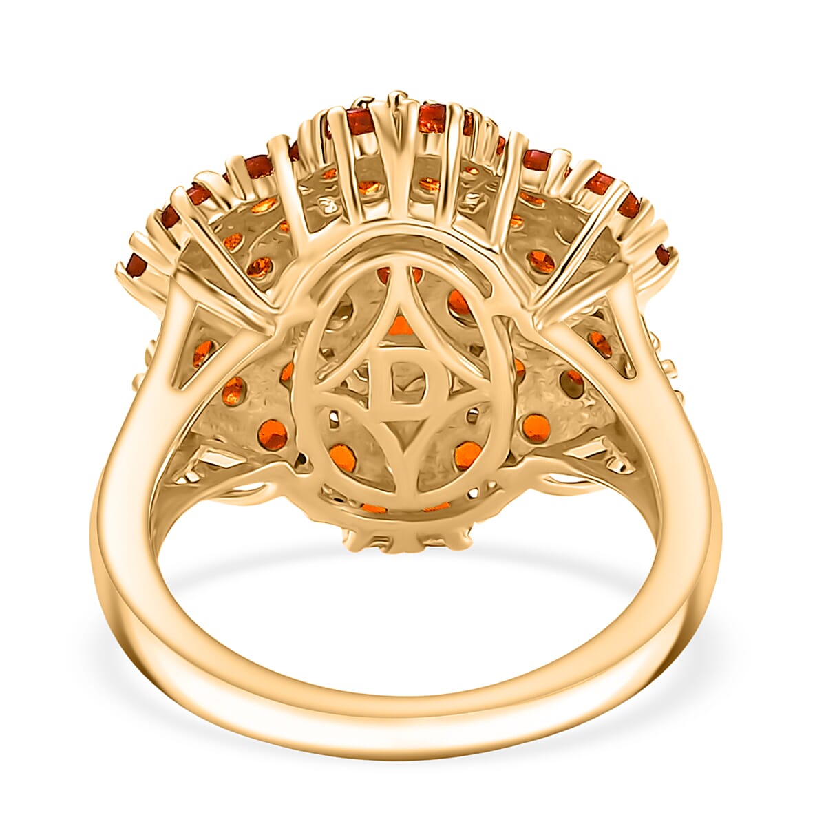 D'joy Crimson Fire Opal Ring in 18K Vermeil Yellow Gold Overlay Sterling Silver 1.88 Ct.