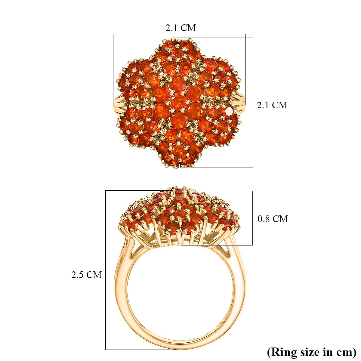 D'joy Crimson Fire Opal Ring in 18K Vermeil Yellow Gold Overlay Sterling Silver 1.88 Ct.