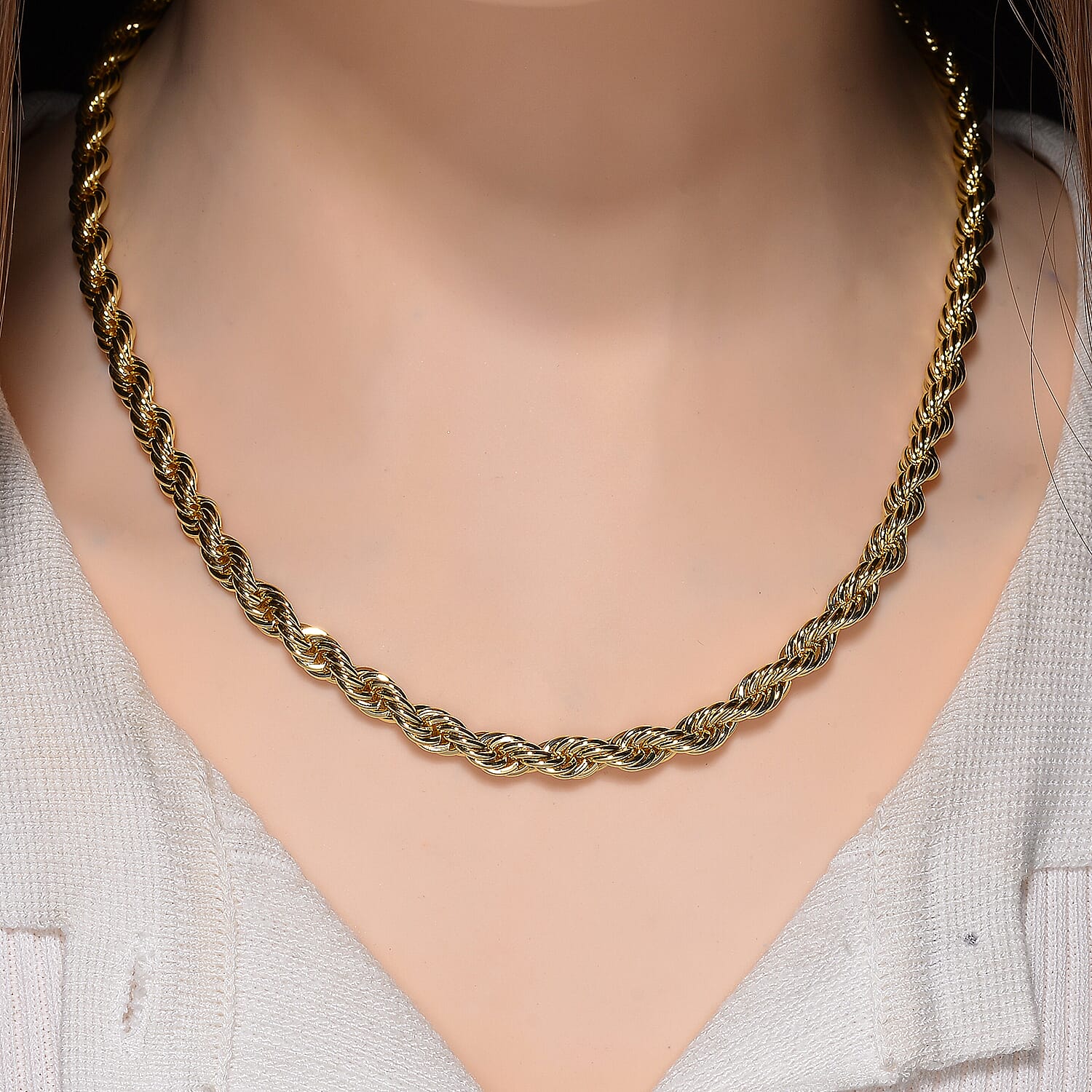 Chunky Rope Necklace (Size 18) in Yellow Gold Plated