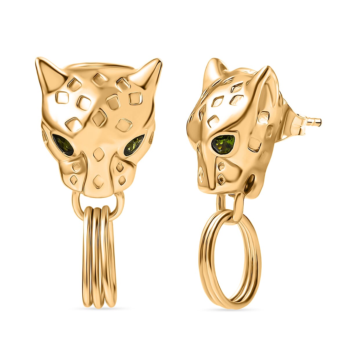 Designer Inspired - Panther Natural Chrome Diopside Earring