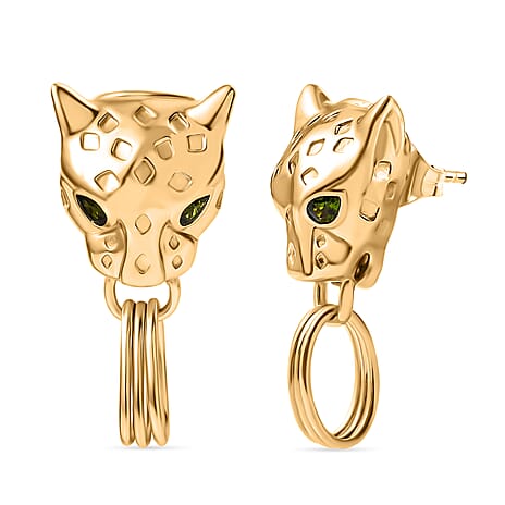 Designer Inspired - Panther Natural Chrome Diopside Earring