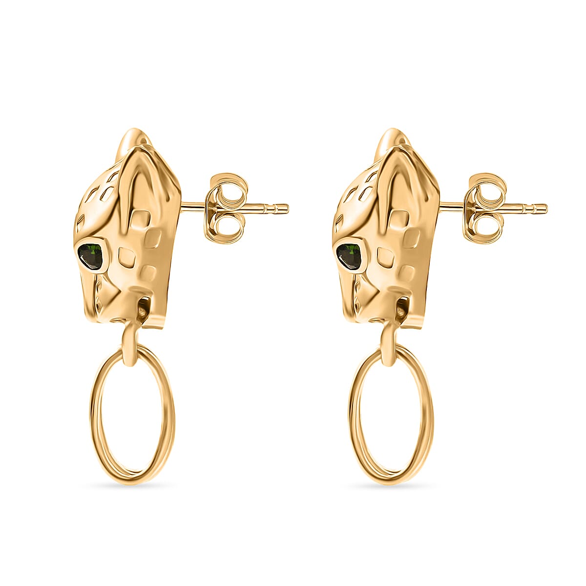 Designer Inspired - Panther Natural Chrome Diopside Earring