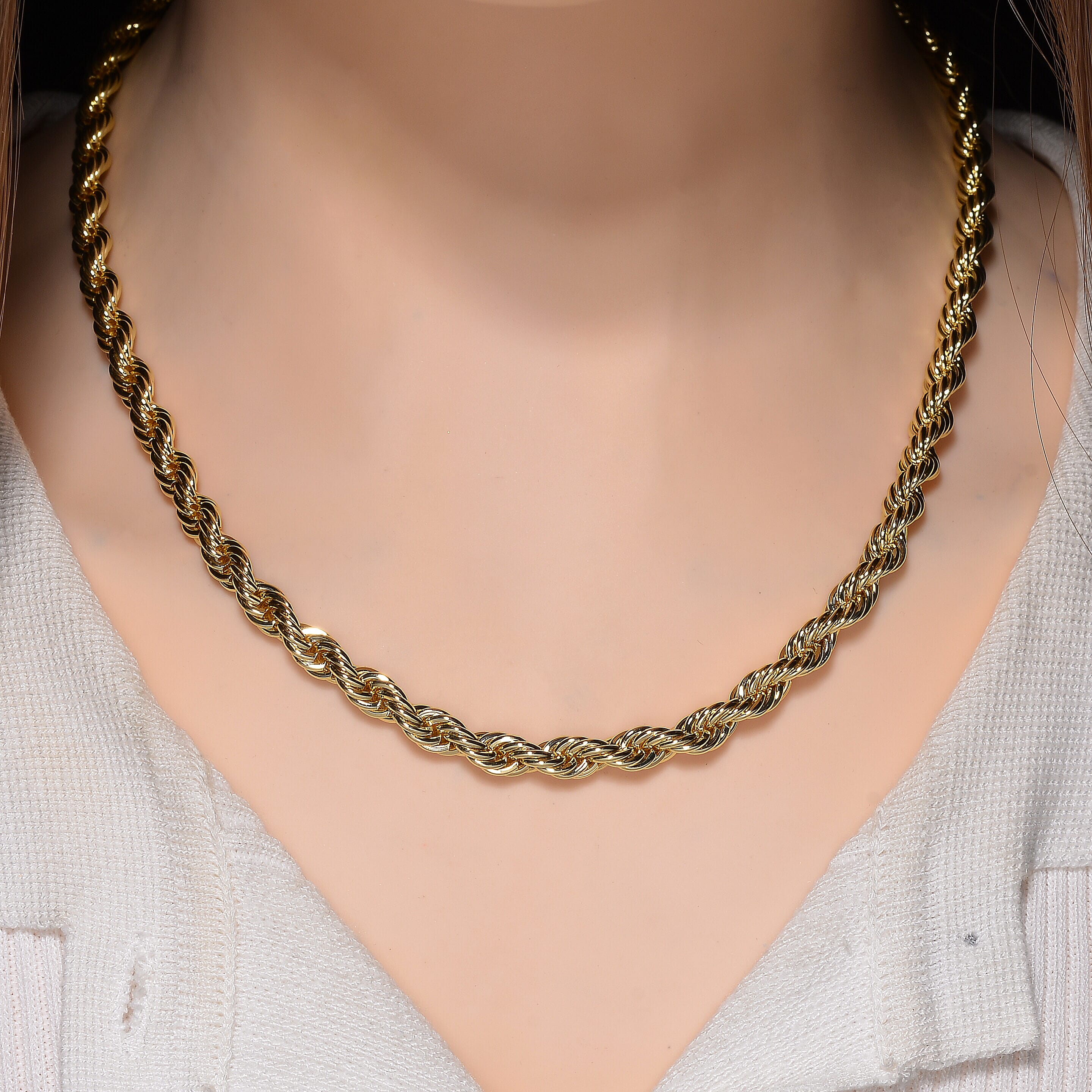 Chunky Rope Necklace (Size 24) in Yellow Gold Plated