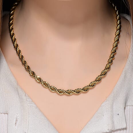 Chunky Rope Necklace (Size 20) in Yellow Gold Plated