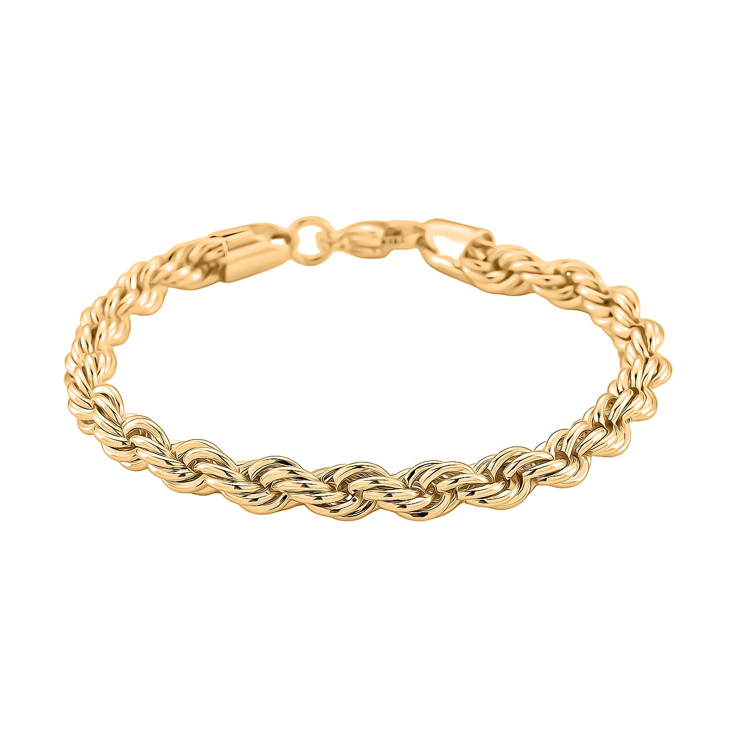 Chunky Rope Bracelet (Size 7.5) in Yellow Gold Plated
