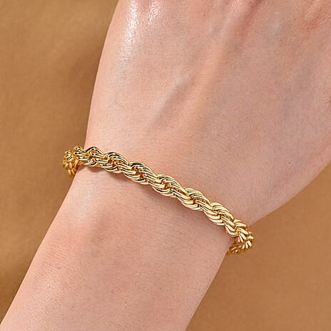 Chunky Rope Bracelet (Size 7.5) in Yellow Gold Plated